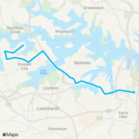 Sydney Buses Network Chiswick to City Domain map