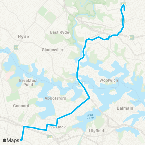 Sydney Buses Network Burwood to Chatswood map