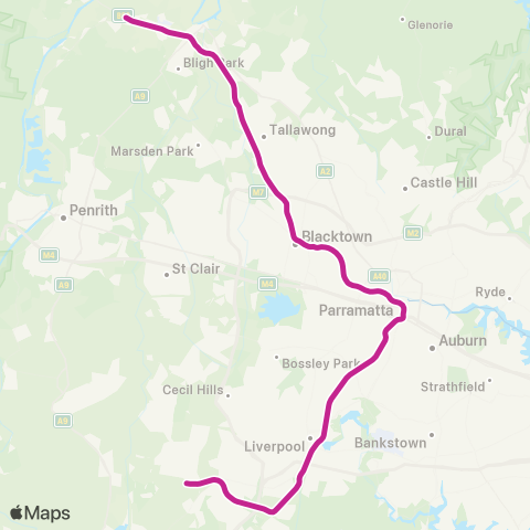 Sydney Trains Network Cumberland map