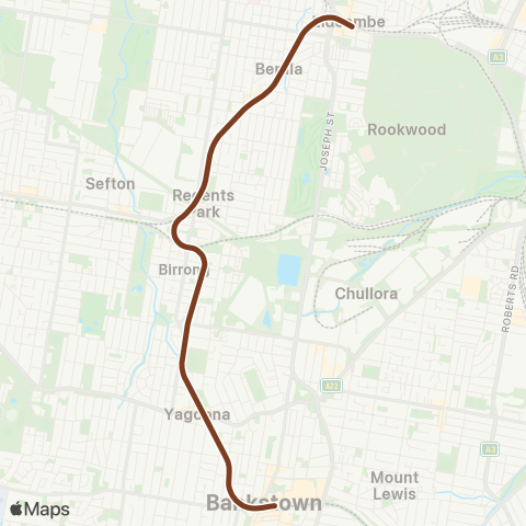 Sydney Trains Network Lidcombe to Bankstown map