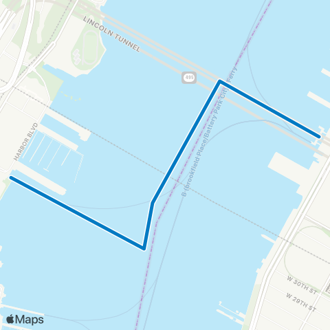 NY Waterway Midtown - Hoboken 14th Street map