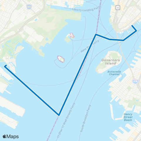 NY Waterway Port Liberté - Wall St. map