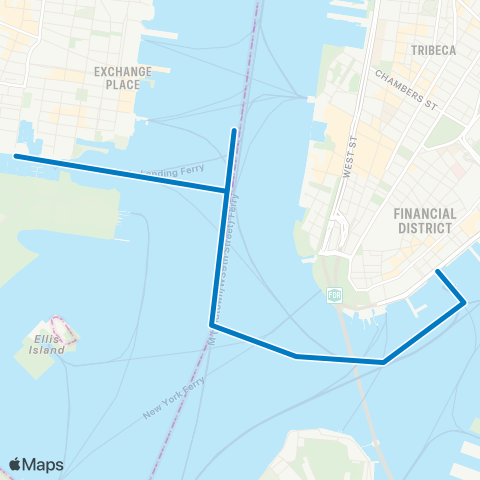 NY Waterway Liberty Harbor - Wall st. map