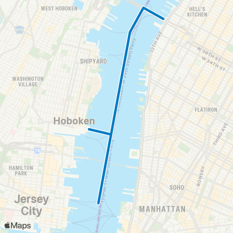 NY Waterway Midtown - Paulus Hook map