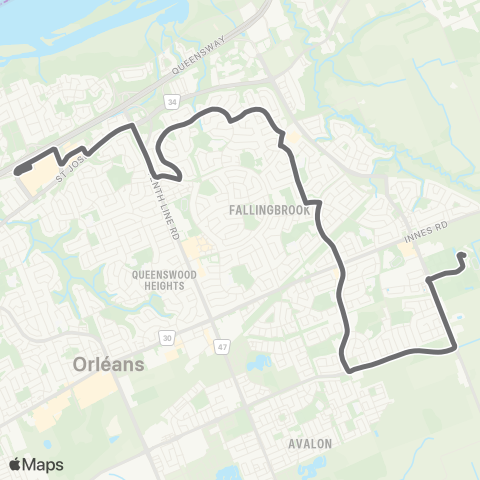 OC Transpo Portobello - Blair map