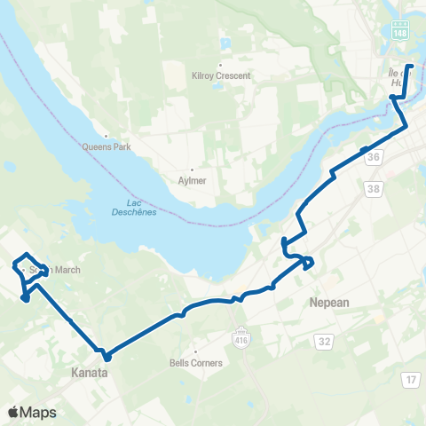 OC Transpo Briarbrook Innovation-Tunney's Pasture / Gatineau map