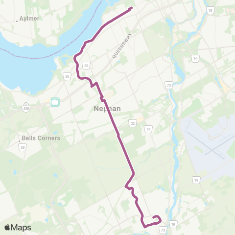 OC Transpo Tunney's Pasture - Nepean Woods map