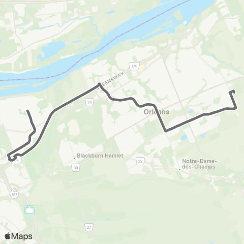 OC Transpo Colonel By - Gloucester HS map