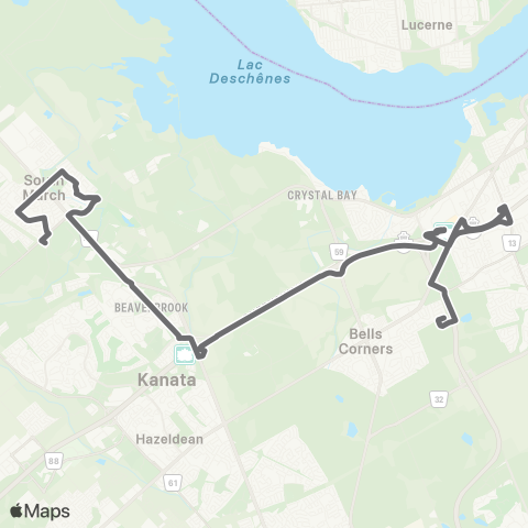 OC Transpo Bell - Kanata North map