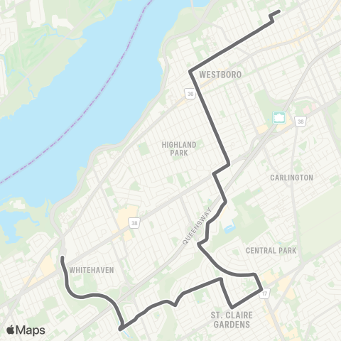 OC Transpo Tunney's Pasture - Lincoln Fields map