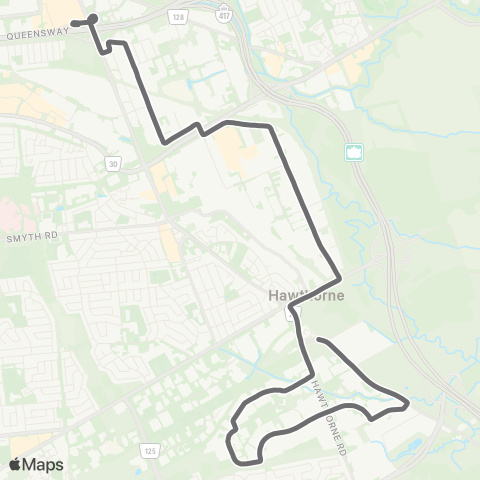 OC Transpo Hawthorne - St-Laurent map