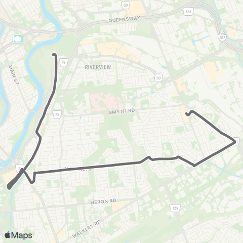 OC Transpo Elmvale - Hurdman map