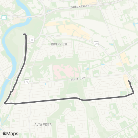 OC Transpo Elmvale - Hurdman map