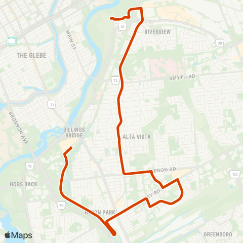 OC Transpo Billings Bridge - Hurdman map