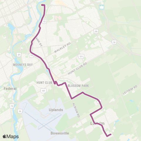 OC Transpo Hurdman - Findlay Creek map