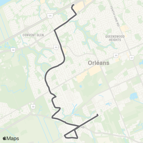 OC Transpo Orleance - C.C. Mer Bleue map