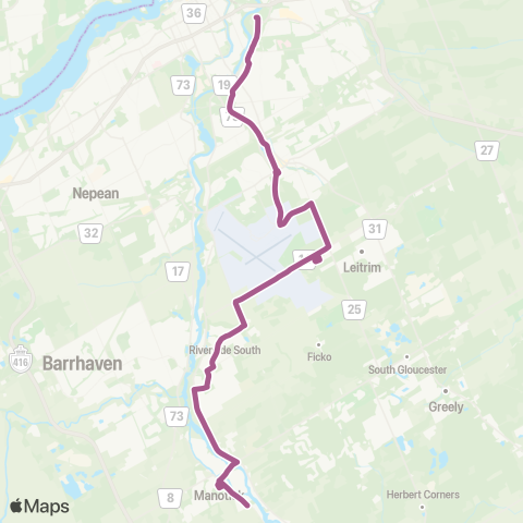 OC Transpo Manotick - Hurdman map