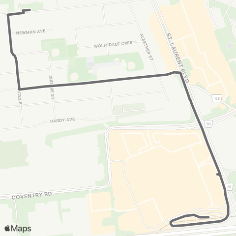 OC Transpo Ottawa Tech. H.S. map