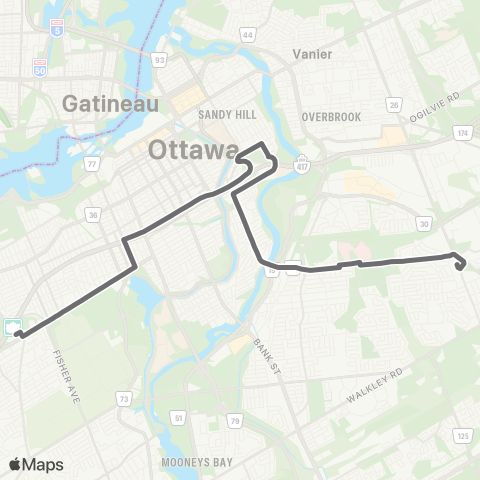 OC Transpo Westgate - Elmvale map