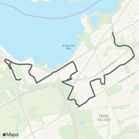 OC Transpo Moodie - Tunney's Pasture map