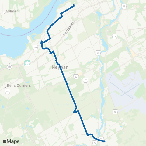 OC Transpo Riverview - Tunney's Pasture map