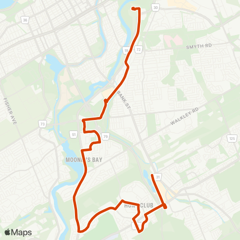 OC Transpo Greenboro - Hurdman map