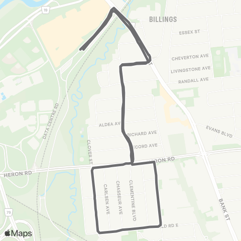 OC Transpo Heron Park - Billings Bridge map