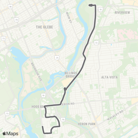 OC Transpo Mooney's Bay - Hurdman map