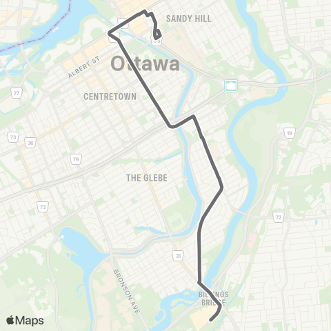 OC Transpo Billings - Rideau map