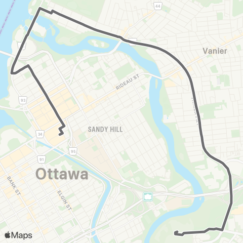 OC Transpo Rideau - Hurdman map