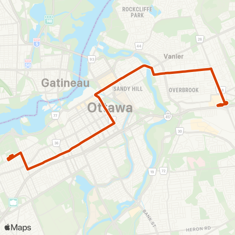 OC Transpo Tunney's Pasture - St-Laurent map