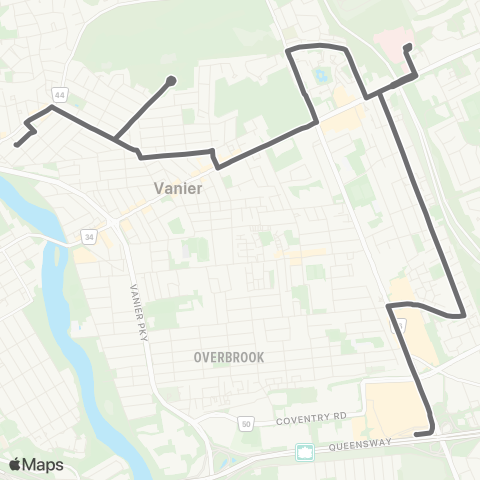 OC Transpo Vanier - St. Laurent map