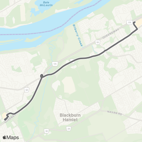 OC Transpo Blair - Place D'Orléans map