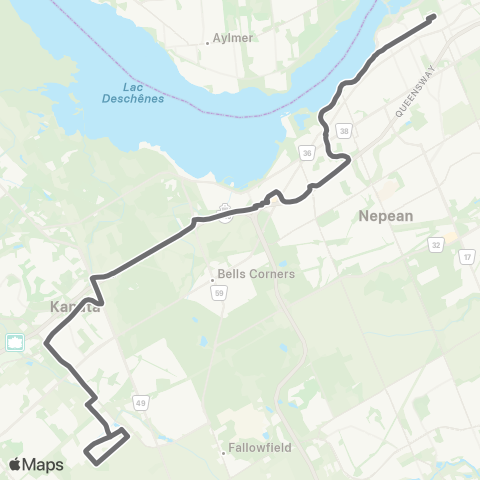 OC Transpo Cope - Terry Fox map