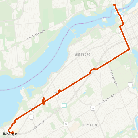 OC Transpo Bayshore - Gatineau map