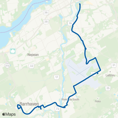 OC Transpo Barrhaven - Hurdman map