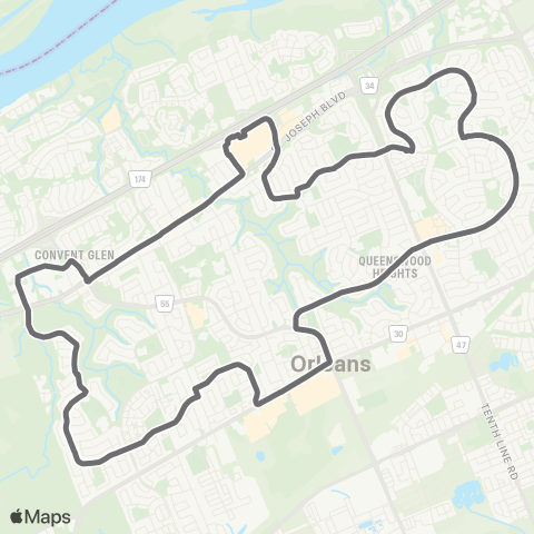 OC Transpo Fallingbrook - Chapel Hill map