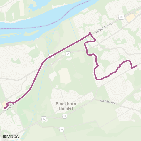 OC Transpo Blair - Meadowglen map