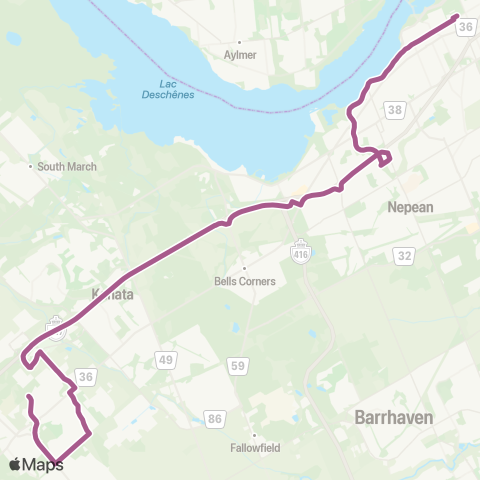 OC Transpo Tunney's Pasture - Stittsville Main map