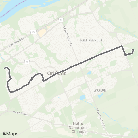 OC Transpo Gisele Lalonde High School - Orleans Loc map