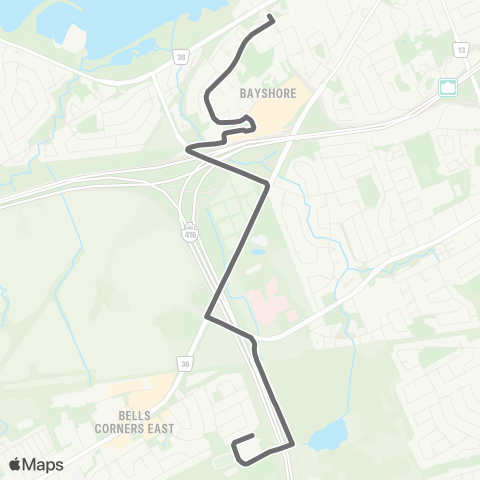 OC Transpo Bell HS - Bayshore map