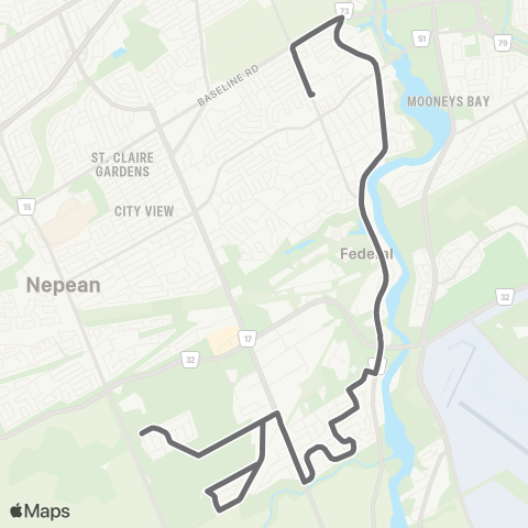 OC Transpo St. Pius HS - Merivale map