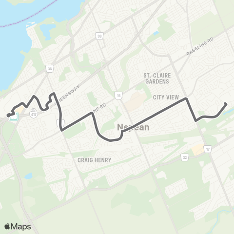 OC Transpo Deslauriers - Bayshore map