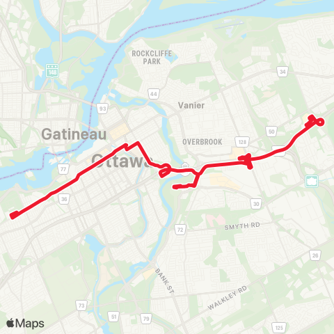 OC Transpo Tunney's Pasture C - Blair C map