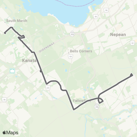 OC Transpo Fallowfield - Citigate map