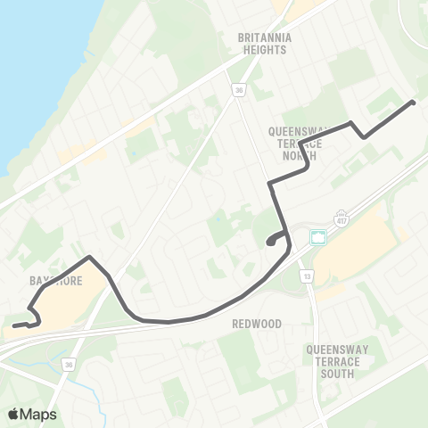 OC Transpo Queensway Terrace - Bayshore map