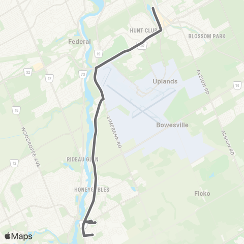 OC Transpo Riverview - Greenboro map