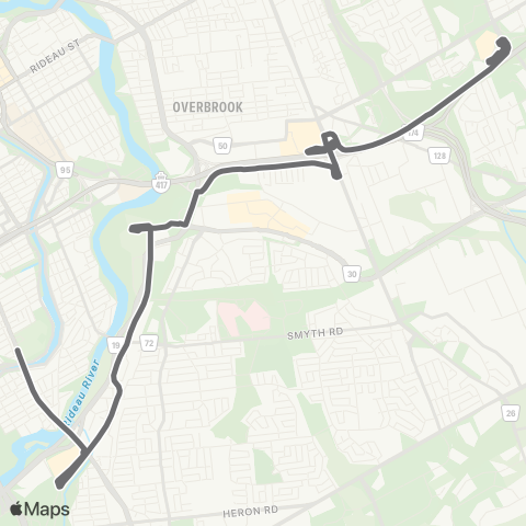 OC Transpo Blair H - Lansdowne map