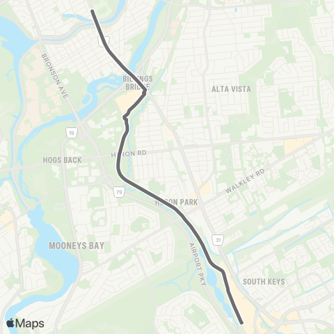 OC Transpo South Keys A - Lansdowne map