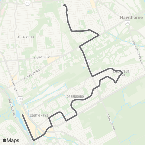 OC Transpo Hillcrest - Greenboro map